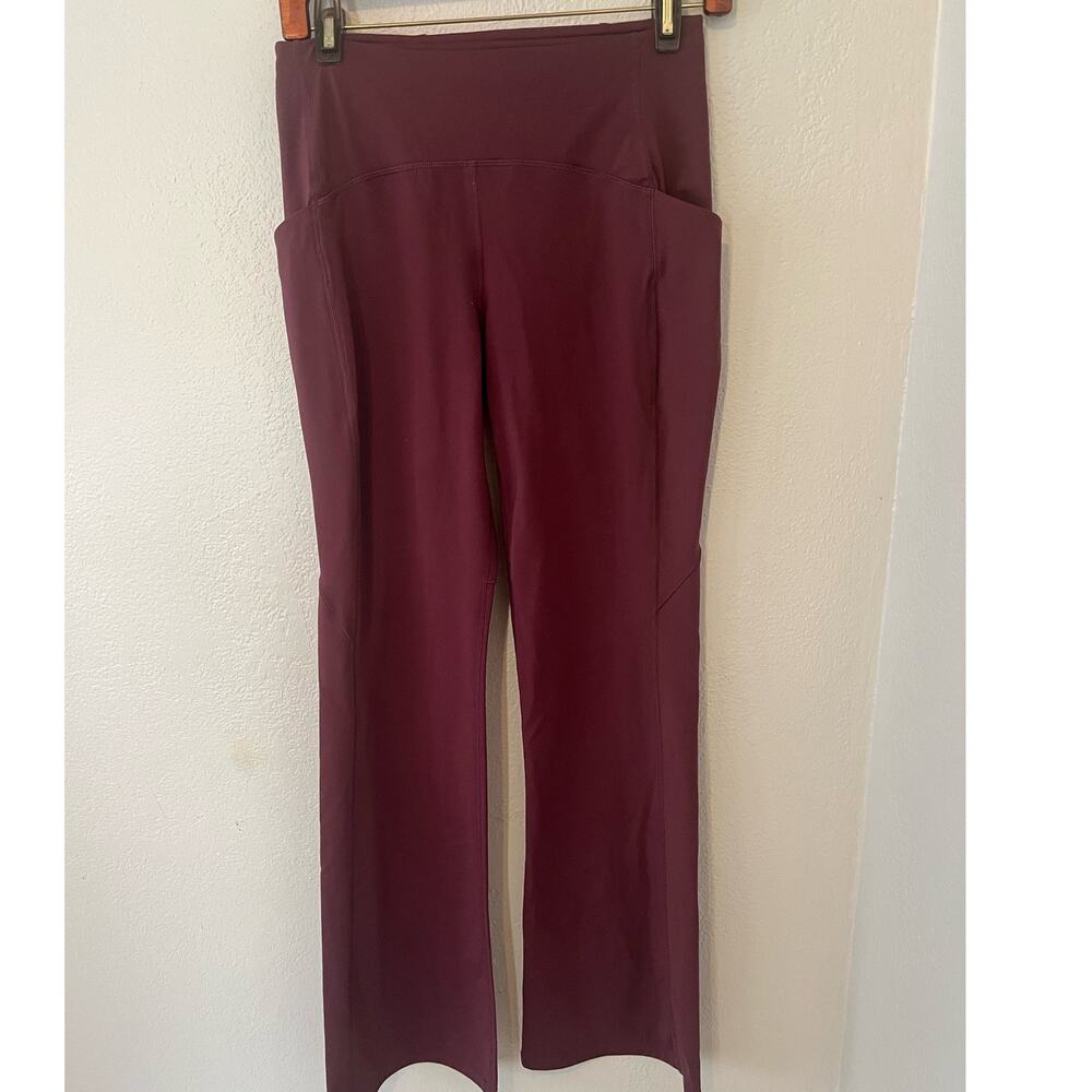 Women's Title Nine Flare Leg Maroon Leggings Pants w front Pockets Size S